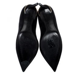 Pre Owned  حذاء كعب عالي لوي فيتون أي لاين جلد أسود مقدمة مدببة مقاس 39.5