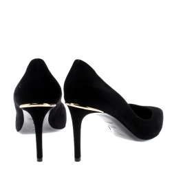 Pre Owned  حذاء كعب عالي لوي فيتون أي لاين جلد أسود مقدمة مدببة مقاس 39.5