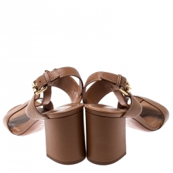 مملوكة مسبقًا Louis Vuitton Brown Leather Bahiana Slingback Sandals Size 38