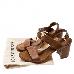 مملوكة مسبقًا Louis Vuitton Brown Leather Bahiana Slingback Sandals Size 38
