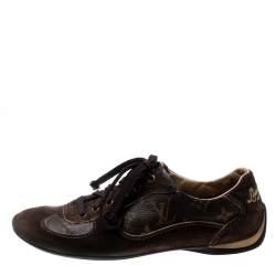 Louis Vuitton Brown Suede And Monogram Canvas Energie Sneakers Size 37.5