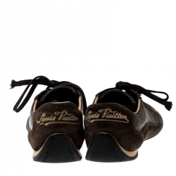 Louis Vuitton Brown Suede And Monogram Canvas Energie Sneakers Size 37.5