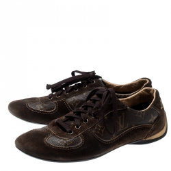 Louis Vuitton Brown Suede And Monogram Canvas Energie Sneakers Size 37.5