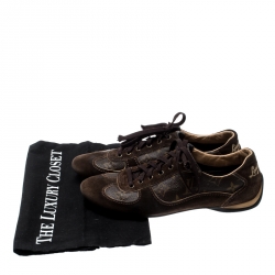 Louis Vuitton Brown Suede And Monogram Canvas Energie Sneakers Size 37.5