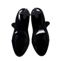 Pre Owned Louis Vuitton Black Suede Uniform Ankle Boots Size 39