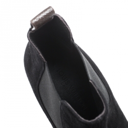 Pre Owned Louis Vuitton Black Suede Uniform Ankle Boots Size 39