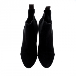 Pre Owned Louis Vuitton Black Suede Uniform Ankle Boots Size 39
