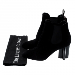 Pre Owned Louis Vuitton Black Suede Uniform Ankle Boots Size 39