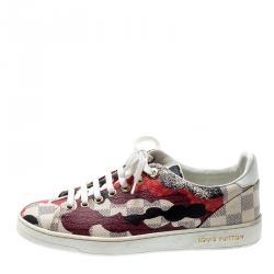 Louis Vuitton Multicolor Damier Azur Canvas And Leather Trim Overcloud Lace Up Sneakers 37