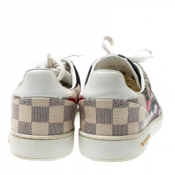Louis Vuitton Multicolor Damier Azur Canvas And Leather Trim Overcloud Lace Up Sneakers 37