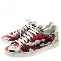 Louis Vuitton Multicolor Damier Azur Canvas And Leather Trim Overcloud Lace Up Sneakers 37