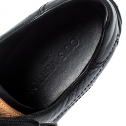 مملوكة مسبقًا حذاء رياضي لوي فيتون أربطة جلد أسود مقاس 38