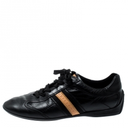 مملوكة مسبقًا حذاء رياضي لوي فيتون أربطة جلد أسود مقاس 38