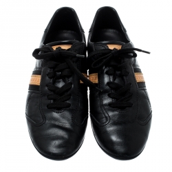 مملوكة مسبقًا حذاء رياضي لوي فيتون أربطة جلد أسود مقاس 38