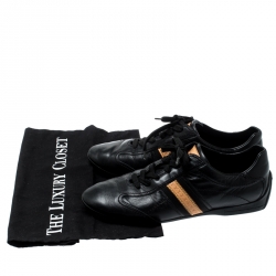 مملوكة مسبقًا حذاء رياضي لوي فيتون أربطة جلد أسود مقاس 38