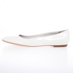 مملوكة مسبقًا Louis Vuitton White Patent Ballet Flats Size 38.5