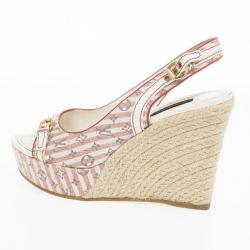 مملوكة مسبقًا Louis Vuitton Pink Mini Lin Croisette Anemone Slingback Wedges Size 37.5