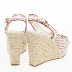 مملوكة مسبقًا Louis Vuitton Pink Mini Lin Croisette Anemone Slingback Wedges Size 37.5