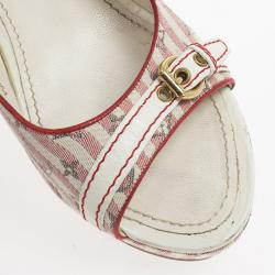 مملوكة مسبقًا Louis Vuitton Pink Mini Lin Croisette Anemone Slingback Wedges Size 37.5