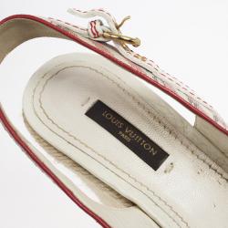 مملوكة مسبقًا Louis Vuitton Pink Mini Lin Croisette Anemone Slingback Wedges Size 37.5