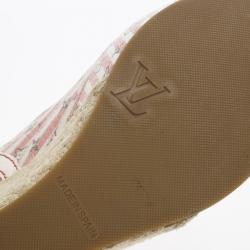 مملوكة مسبقًا Louis Vuitton Pink Mini Lin Croisette Anemone Slingback Wedges Size 37.5