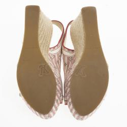 مملوكة مسبقًا Louis Vuitton Pink Mini Lin Croisette Anemone Slingback Wedges Size 37.5
