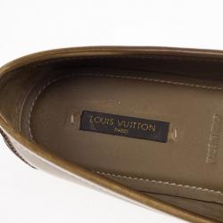 Pre Owned Louis Vuitton Brown Glazed Leather Cluny Loafers Size 39.5