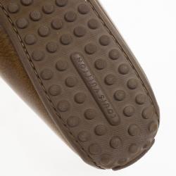 Pre Owned Louis Vuitton Brown Glazed Leather Cluny Loafers Size 39.5