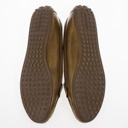 Pre Owned Louis Vuitton Brown Glazed Leather Cluny Loafers Size 39.5