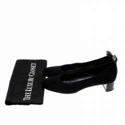 مملوكة مسبقًا Louis Vuitton Black Suede Block Heel Pumps Size 38