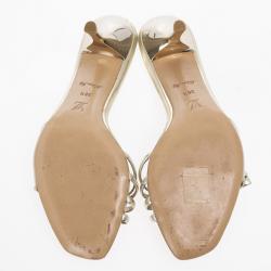 مملوكة مسبقًا Louis Vuitton Gold Leather Strappy Mules Size 38.5