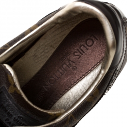 Louis Vuitton Brown Monogram Canvas And Leather Sneakers Size 37.5