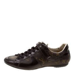 Louis Vuitton Brown Monogram Canvas And Leather Sneakers Size 37.5