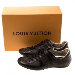 Louis Vuitton Brown Monogram Canvas And Leather Sneakers Size 37.5