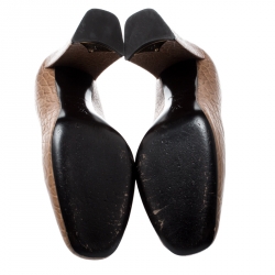 Pre Owned حذاء كعب عالي لوي فيتون بنعل سميك جلد مشقق بني مقاس 39.5