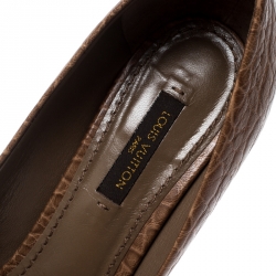 Pre Owned حذاء كعب عالي لوي فيتون بنعل سميك جلد مشقق بني مقاس 39.5