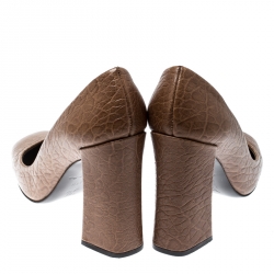 Pre Owned حذاء كعب عالي لوي فيتون بنعل سميك جلد مشقق بني مقاس 39.5