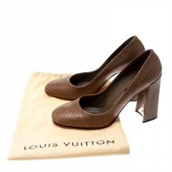 Pre Owned حذاء كعب عالي لوي فيتون بنعل سميك جلد مشقق بني م قاس 39.5