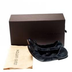 Pre Owned Louis Vuitton Blue Python Leather Scrunch Ballet Flats Size 36