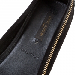 Pre Owned حذاء فلات باليه  لوي فيتون تفاصيل شعار سويدي أسود مقاس 38