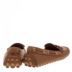 Pre Owned حذاء لوفرز لوي فيتون سليب أون فيونكة جلد مونوغرامي بني مقاس 37