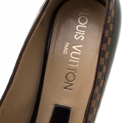 مملوكة مسبقًا Louis Vuittion Black Leather Bow Block Heel Pumps Size 37