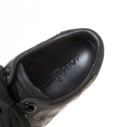 مملوكة مسبقًا Louis Vuitton Black Monogram Satin And Leather Lace Up Sneakers Size 38