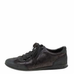 مملوكة مسبقًا Louis Vuitton Black Monogram Satin And Leather Lace Up Sneakers Size 38