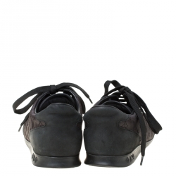 مملوكة مسبقًا Louis Vuitton Black Monogram Satin And Leather Lace Up Sneakers Size 38