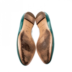 Pre Owned Louis Vuitton Green Patent Leather Ballet Flats Size 40
