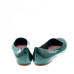 Pre Owned Louis Vuitton Green Patent Leather Ballet Flats Size 40