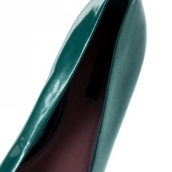 Pre Owned Louis Vuitton Green Patent Leather Ballet Flats Size 40