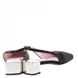 Pre Owned Louis Vuitton Black Monogram Satin Slingback Sandals Size 37