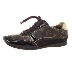 مملوكة مسبقًا Louis Vuitton Brown Monogram Square Toe Sneakers Size 39.5